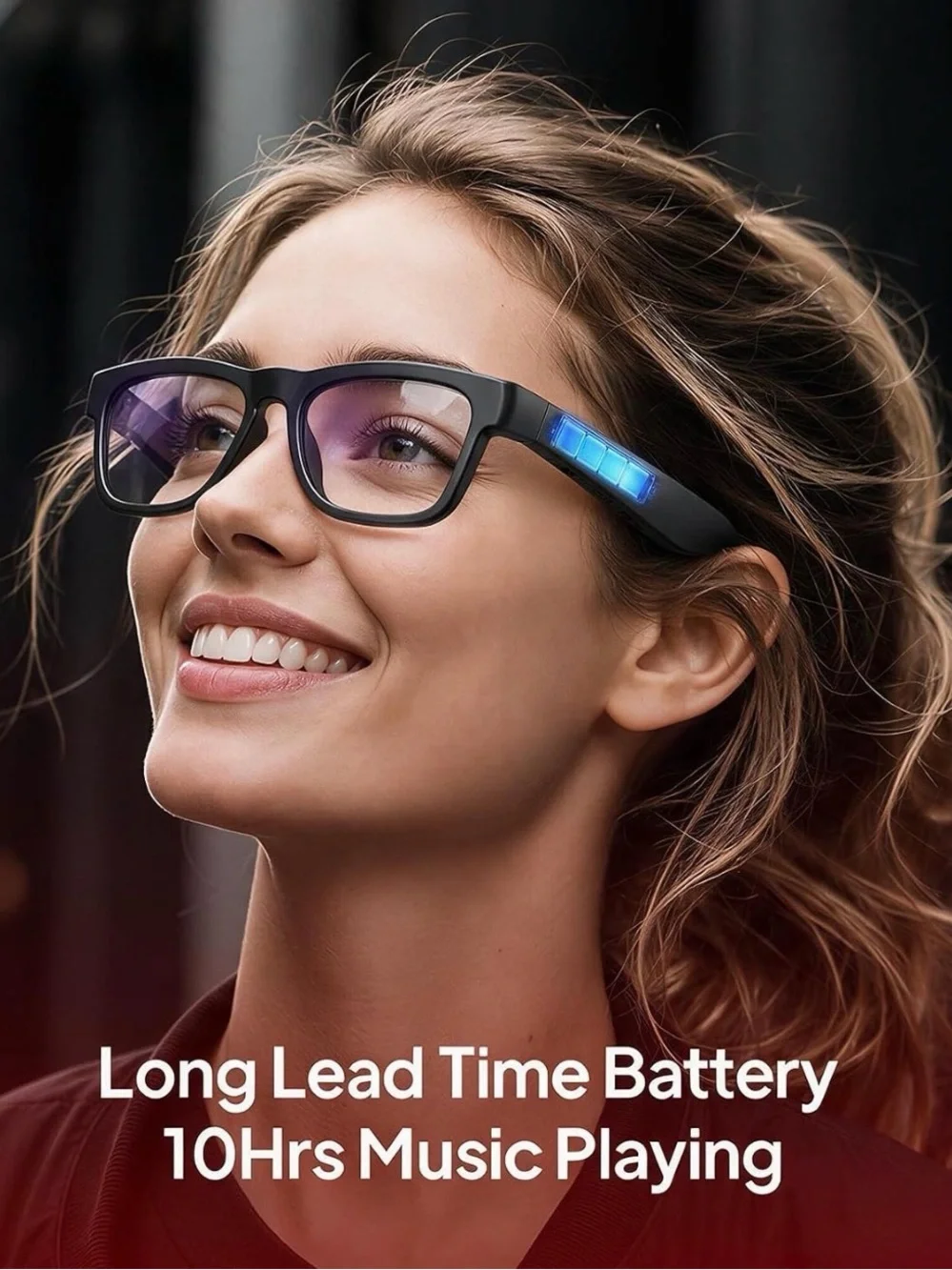 Unisex blue light blocking lens open ear smart glasses